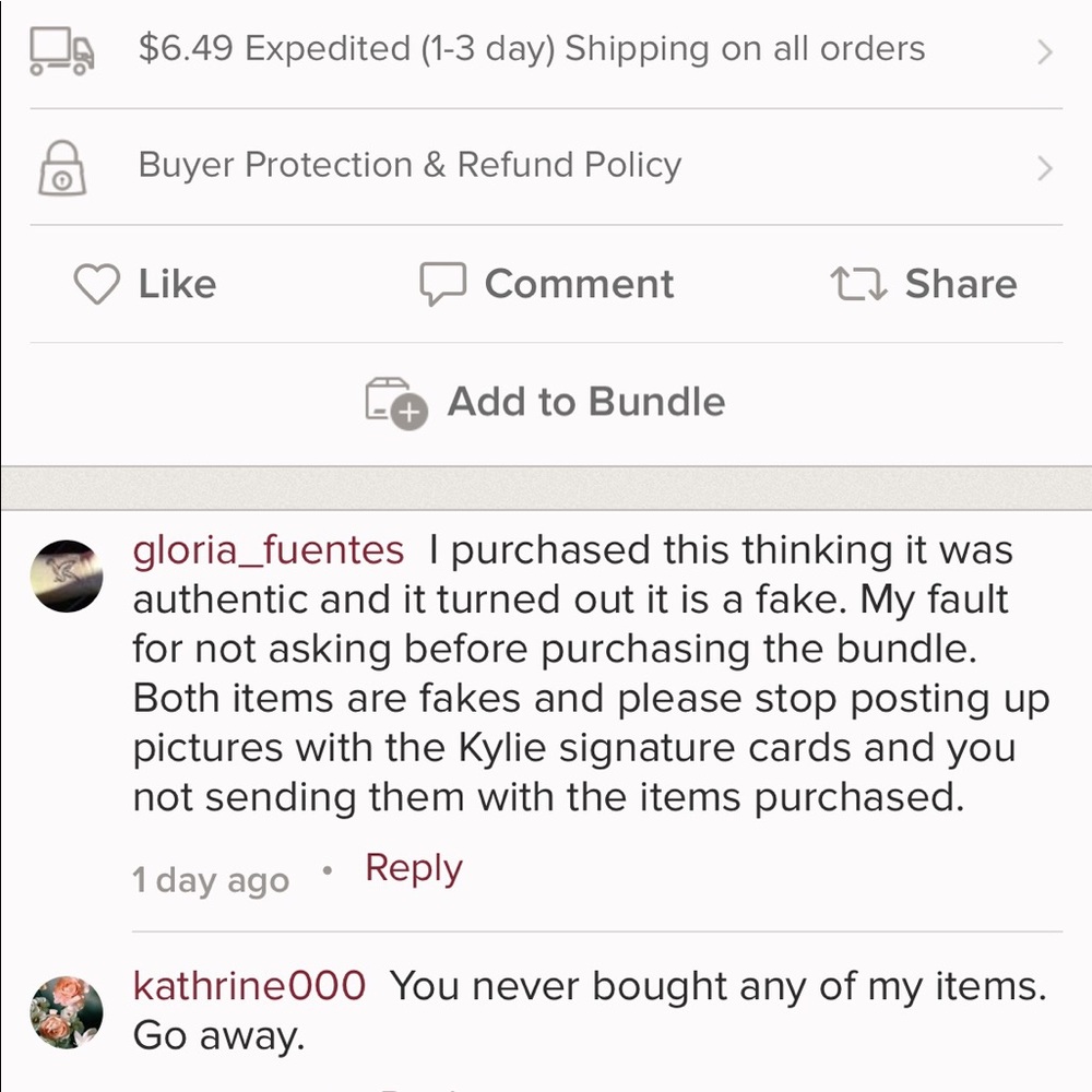 This person is selling knock off cosmetics.